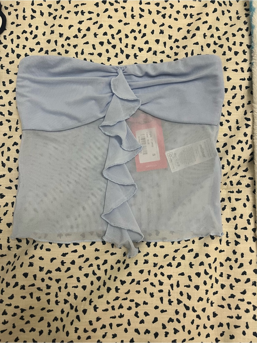 NWT Edikted Light Blue Ruffle Mesh Tube Top